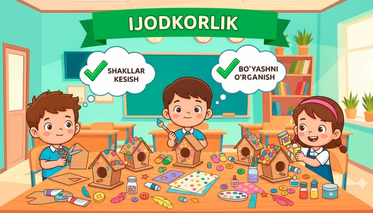 Hayvonlarga g‘amxo‘rlik qilayotgan bolalar